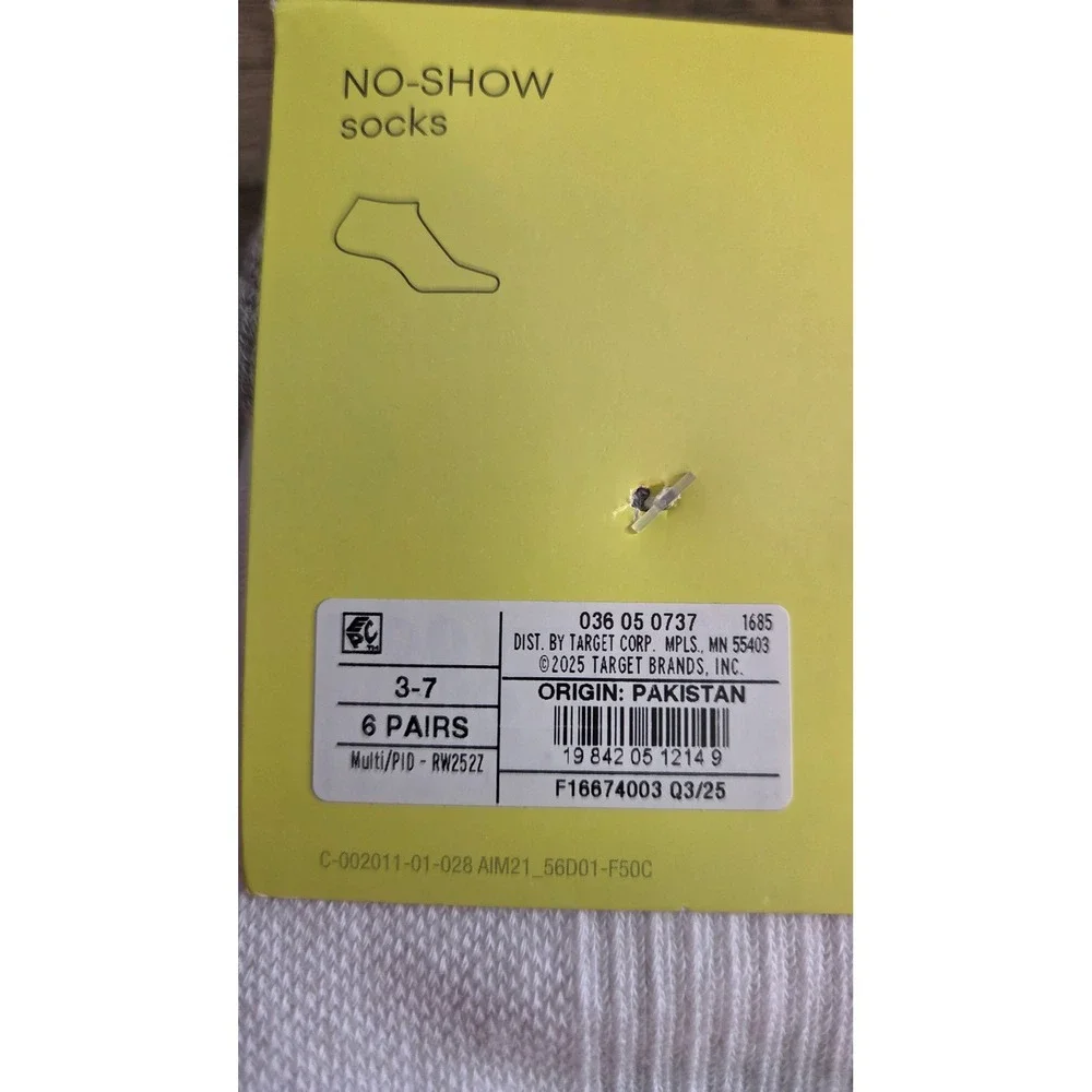 All‎ in Motion Kids No-Show Socks 6 Pairs White Gray Size 3-7 Moisture Wicking